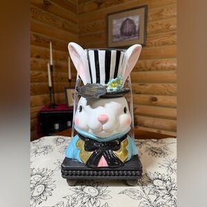 MAD HATTER Top Hat & Tails Easter Bunny Canister